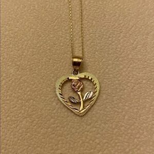 Heart Rose 14k Solid Gold Pendant Tehrani Jewelry